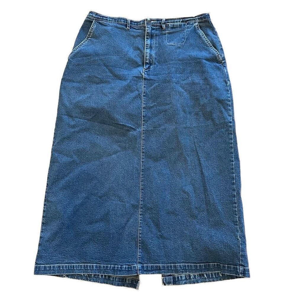 Vtg Y2K Blass Sport Womens Denim Maxi Skirt Size 3X Normcore Cottagecore Modest